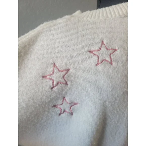 Blue B Women's Embroidered Conversation Print Sweaterwhite knit western-themed - Picture 8 of 12